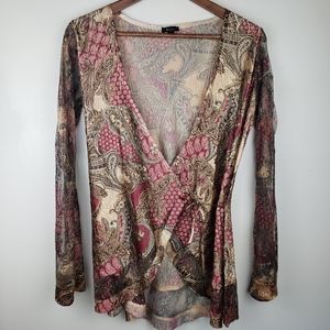 Komarov Silky Lace Wrap Blouse